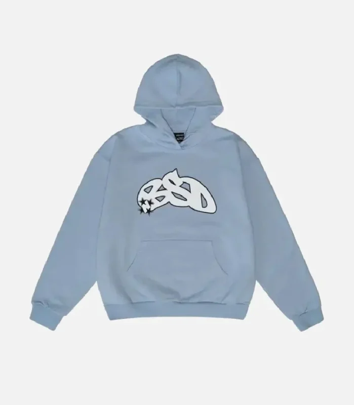 99 Based Harajuku Star Printed Hoodie Sky Blue